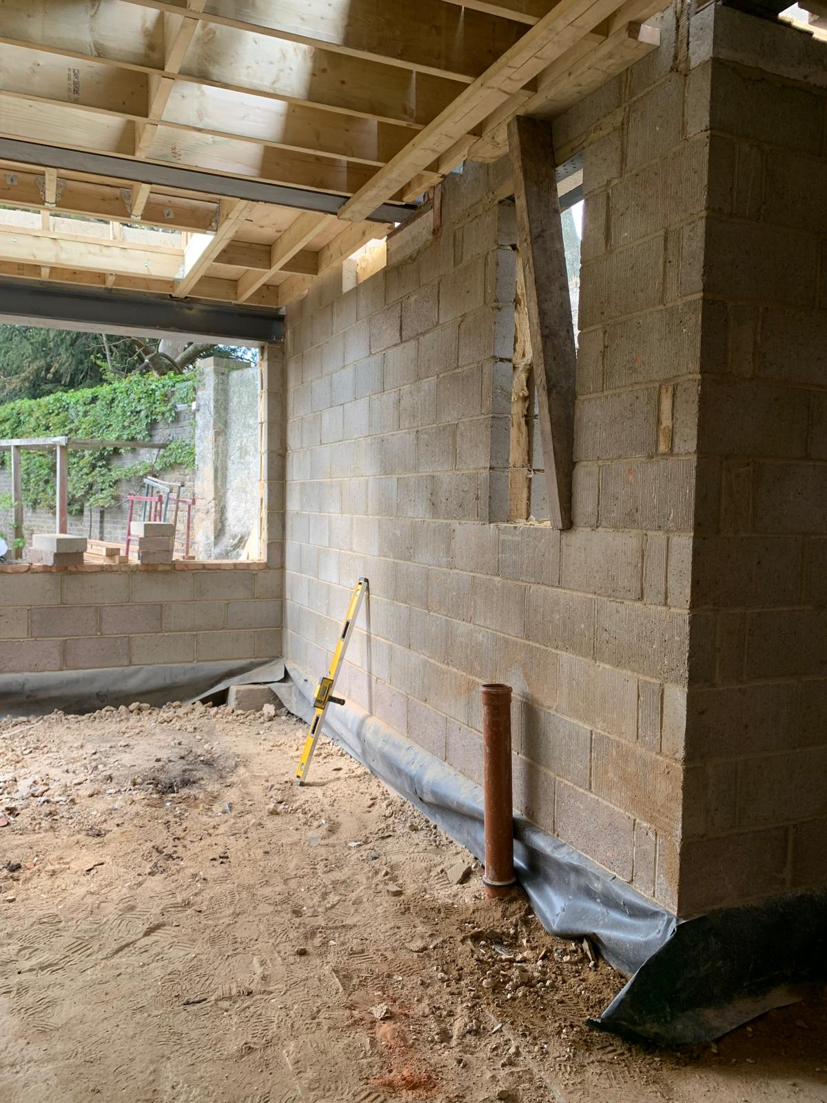 New extension blockwork, residential renovation in London