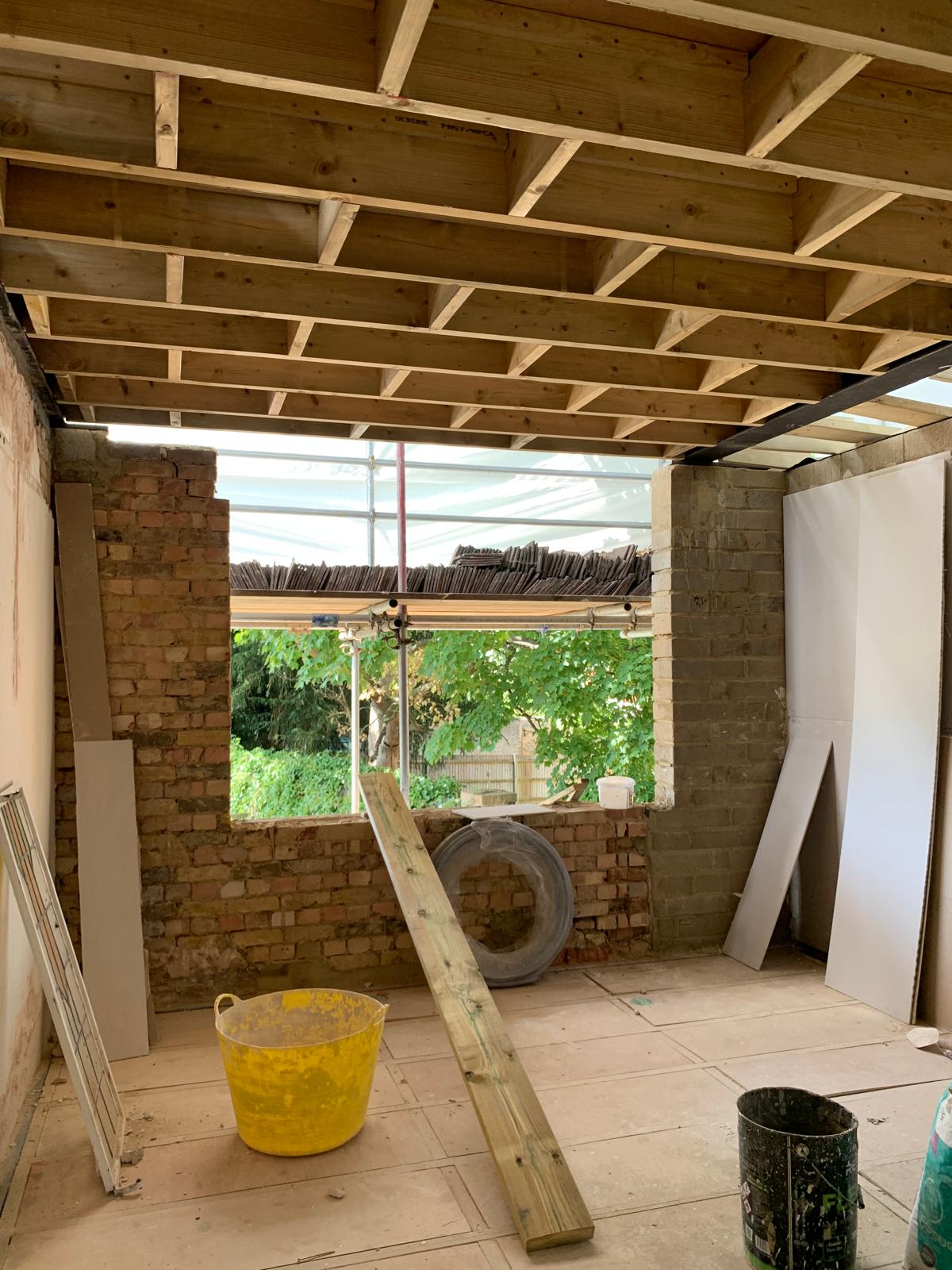 Masonry and ceiling joists, residential renovation in London