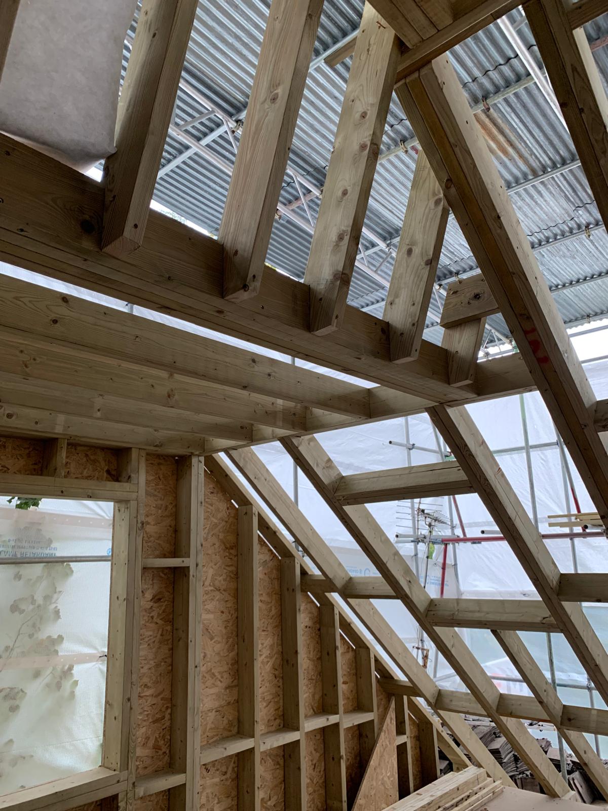 Roof timber framing, residential renovation in London