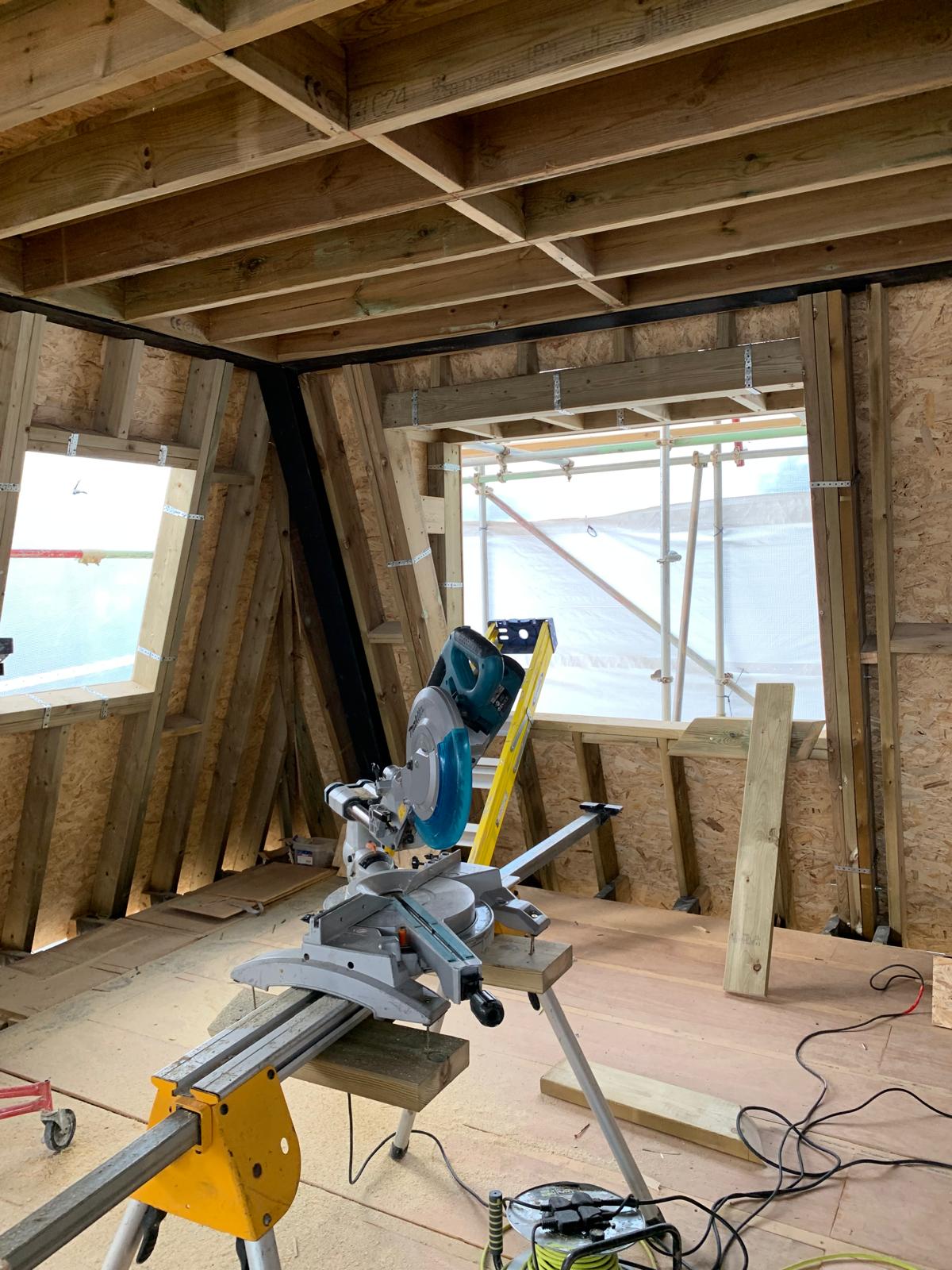 Internal timber framing, residential renovation in London