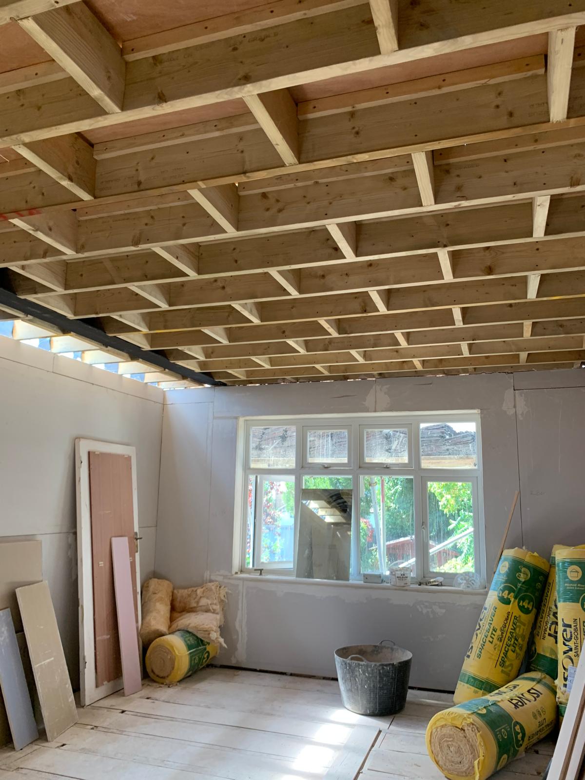 Ceiling insulation installation, residential renovation in London