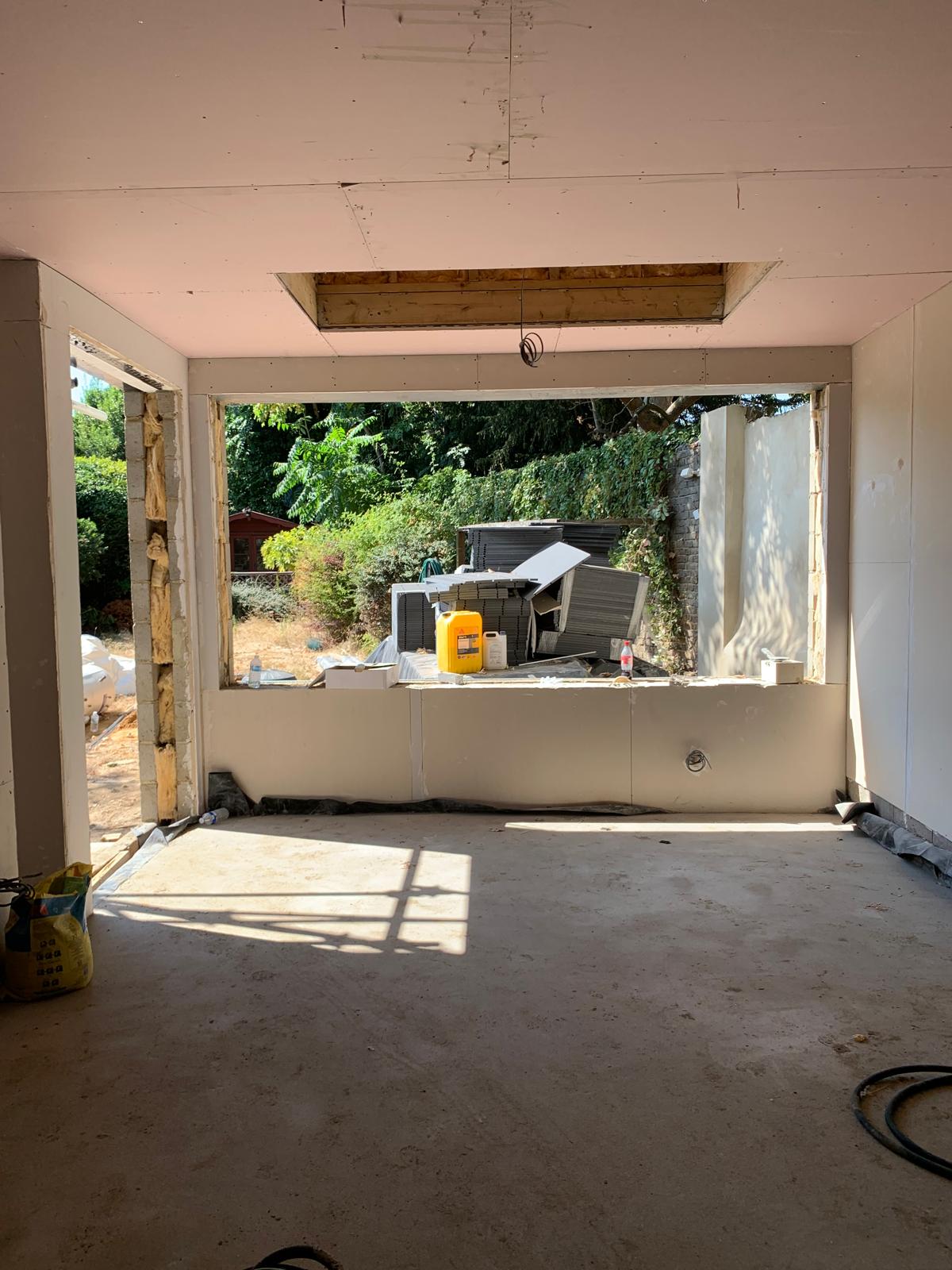 Room plastering, residential renovation in London