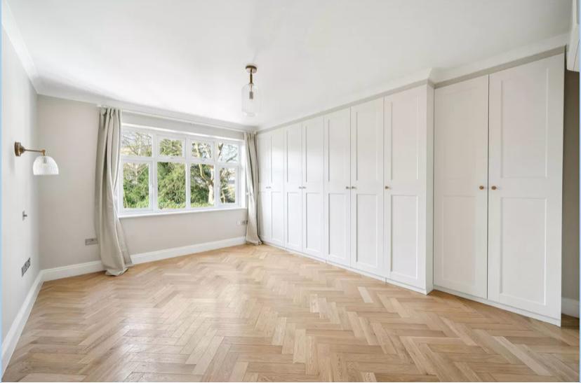 Finished bedroom and built in wardrobes, residential renovation in London